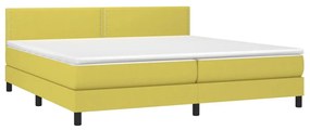 vidaXL Κρεβάτι Boxspring με Στρώμα & LED Πράσινο 200x200 εκ Υφασμάτινο