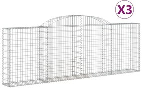 vidaXL Συρματοκιβώτια Τοξωτά 3 τεμ. 300x30x100/120 εκ. Γαλβαν. Ατσάλι