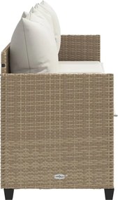 vidaXL Ξαπλώστρα Μπεζ από Συνθετικό Ρατάν με Μαξιλάρια