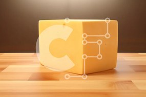 Σετ των 2 Intra Συλλεκτικό Ξύλινο Παζλ Plywood  4mm - Μπλοκ κίτρινου τυριού σε ξύλινη επιφάνεια Σε Ξύλινο Κουτί - Διαστάσεις: 10x10 cm – 25 κομμάτια