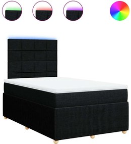 vidaXL Κρεβάτι Boxspring με Στρώμα Μαύρο 120x190 εκ. Υφασμάτινο