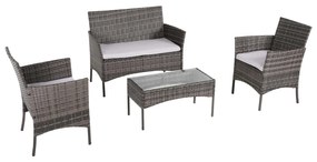 OUTDOOR LOUNGE SET 4PCS STASIA  SYNTHETIC RATTAN IN GREY-CUSHIONS IN BEIGE