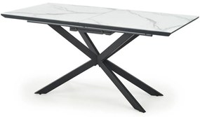 Τραπέζι Houston 1378, Μαύρο, Λευκό μάρμαρο, 76x90x160cm, Επιμήκυνση, Κεραμικός, Ινοσανίδες μέσης πυκνότητας, Μέταλλο | Epipla1.gr