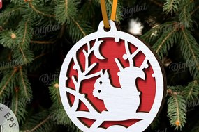 Σετ των 2 Intra απο ξύλο plywood 3mm-4mm πάχος Τρισδιάστατη διακόσμηση Χριστουγεννιάτικου Δέντρου Δίασταση 15x15 cm INTRAFABR-107889078