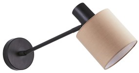 Φωτιστικό Τοίχου - Απλίκα SE21-BL-22-SH3 ADEPT WALL LAMP Black Wall Lamp Brown Shade+ - Ύφασμα - 77-8869