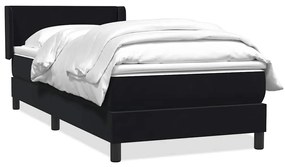 Κρεβάτι Boxspring με Στρώμα Μαύρο 90x220 εκ. Βελούδινο