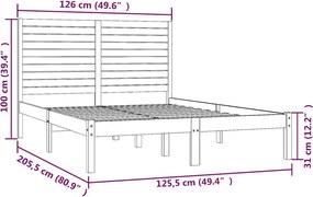 vidaXL Πλαίσιο Κρεβατιού 120 x 200 εκ. από Μασίφ Ξύλο