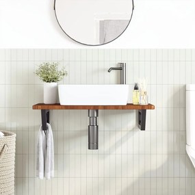 vidaXL Ράφι Νιπτήρα Τοίχου από Ατσάλι / Μασίφ Ξύλο Δρυός