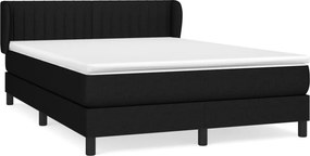 vidaXL Κρεβάτι Boxspring με Στρώμα Μαύρο 140x190 εκ. Υφασμάτινο