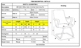 BF3300V ΠΟΛΥΘΡΟΝΑ ΓΡΑΦΕΙΟΥ ΕΠΙΣΚΕΠΤΗ, ΜΕΤΑΛΛΟ ΒΑΣΗ ΧΡΩΜΙΟ PU ΓΚΡΙ