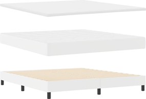 vidaXL Κρεβάτι με ελατήρια με στρώμα Λευκό 180 x 200 cm Τεχνητό δέρμα