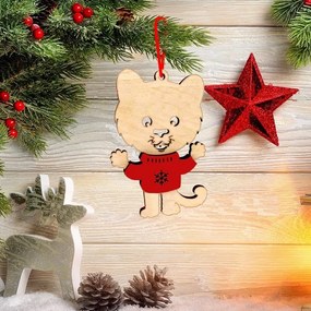 Σετ των 3 Intra απο ξύλο plywood 3mm-4mm πάχος – Ξύλινο Χριστουγεννιάτικο Κρεμαστό Στολίδι Τίγρης σε Λίμα Πουλόβερ 10x10 cm INTRAVECTRY-MY547980