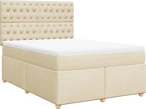 vidaXL Κρεβάτι Boxspring με Στρώμα Κρεμ 160x200 εκ. Υφασμάτινο