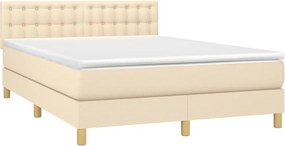 vidaXL Κρεβάτι Boxspring με Στρώμα Κρεμ 140x190 εκ. Υφασμάτινο
