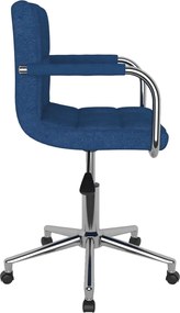 vidaXL Καρέκλα Τραπεζαρίας Περιστρεφόμενη Μπλε Υφασμάτινη