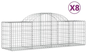 vidaXL Συρματοκιβώτια Τοξωτά 8 τεμ. 200x50x60/80 εκ. Γαλβαν. Ατσάλι