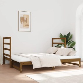 vidaXL Καναπές Κρεβάτι Συρόμενος Μελί 2x(90x190) εκ. Μασίφ Ξύλο Πεύκου