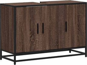 vidaXL ντουλάπι νιπτήρα μπάνιου καφέ δρυς 90x33x60 cm