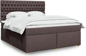 vidaXL Κρεβάτι Boxspring με Στρώμα Σκούρο Καφέ 180x200 εκ Υφασμάτινο