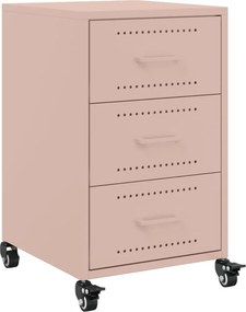 vidaXL Κομοδίνο Ροζ 36x39x59 εκ. από Χάλυβα