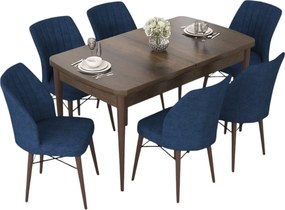 Extendable Dining Table &amp; Chairs Set (7 Pieces) Nef - Baroque, Navy Blue Baroque
Navy Blue
