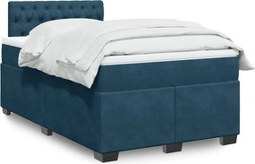 vidaXL Κρεβάτι Boxspring με Στρώμα Μπλε 120x200 εκ. Βελούδινο