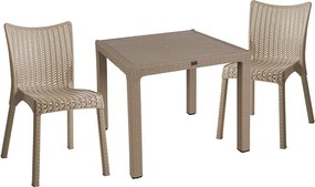 Τραπεζαρία Explore-Confident pakoworld σετ 3τεμ PP cappuccino 90x90x73,5εκ