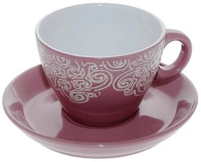 Φλυτζάνι Με Πιατάκι Cappuccino Stoneware 280ml Vienna Pink ESPIEL HUN121K6