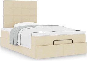 vidaXL Οθωμανικό κρεβάτι με στρώμα Cream 120x190 cm Ύφασμα