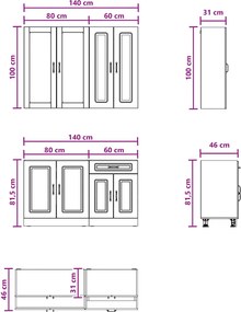 vidaXL Μονάδα κουζίνας KALMAR 4 pcs Γυαλιστερό Λευκό