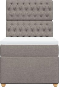 vidaXL Κρεβάτι Boxspring με Στρώμα Taupe 100 x 200 εκ. Υφασμάτινο