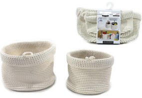 Καλάθια Στρογγυλά Λευκό Βαμβάκι Φ15/20xH20cm 2Τμχ