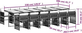 vidaXL Σετ Τραπεζαρίας Κήπου 13 τεμ. Μπεζ Συνθ. Ρατάν με Μαξιλάρια