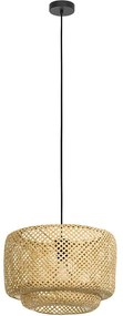 Φωτιστικό Οροφής Hetton 43868 Φ42x110cm 1xE27 40W Black-Natural Eglo Steel,Wood