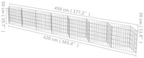 Συρματοκιβώτιο Τοίχος 450x30x50 εκ. από Γαλβανισμένο Χάλυβα - Ασήμι