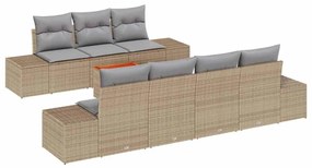 vidaXL Σετ Καναπέ Κήπου με μαξιλάρι 8 pcs Μπεζ Πολυ ράταν