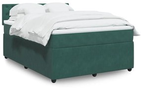 ΚΡΕΒΑΤΙ BOXSPRING ΜΕ ΣΤΡΩΜΑ ΣΚΟΥΡΟ ΠΡΑΣΙΝΟ 140X200ΕΚ. ΒΕΛΟΥΔΙΝΟ 3290073