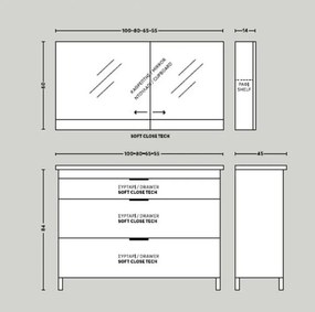 One Project Olympus 80  MDF - Πάγκος με Νιπτήρα &amp; Καθρέπτη