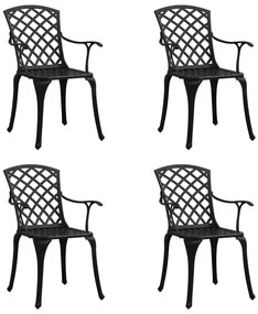 Καρέκλες Κήπου 4 τεμ. Μαύρες από Χυτό Αλουμίνιο