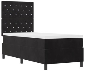 vidaXL Κρεβάτι Box Spring με Στρώμα και LED  Μαύρο 80x200 εκ Βελούδο