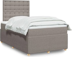vidaXL Κρεβάτι Boxspring με Στρώμα Taupe 120x190 εκ. Υφασμάτινο