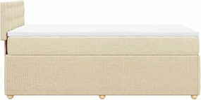vidaXL Κρεβάτι Boxspring με Στρώμα Κρεμ 90x190 εκ.Υφασμάτινο