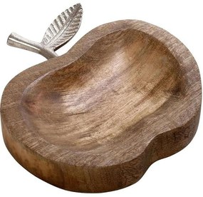 Διακοσμητική Πιατέλα Μήλο FRI150K4 19x18x4cm Brown-Silver Espiel Μέταλλο,Ξύλο