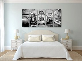 Ρολόγια με εικόνα 5 μερών από το παρελθόν σε ασπρόμαυρο - 100x50