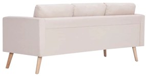 vidaXL Καναπές Τριθέσιος Κρεμ Υφασμάτινος