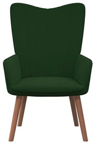 vidaXL Πολυθρόνα Relax Σκούρο Πράσινο Βελούδινη με Σκαμπό
