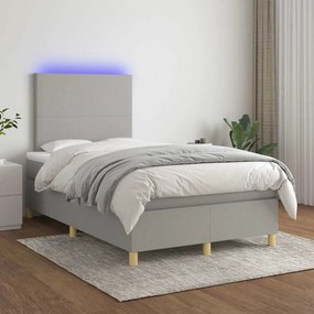 vidaXL Κρεβάτι Boxspring με Στρώμα &amp; LED Αν.Γκρι 120x190εκ. Υφασμάτινο