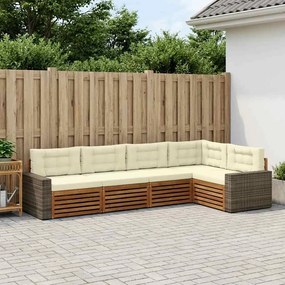 vidaXL Σειρά Καναπέ Εξωτερικού 5 pcs Φυσικό και Κρέμα