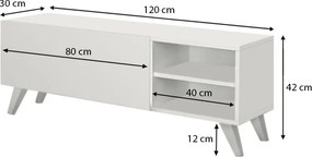 Έπιπλο τηλεόρασης Space Megapap χρώμα λευκό 120x30x42εκ.