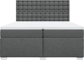 vidaXL Κρεβάτι Boxspring με Στρώμα Σκούρο Γκρι 200x200 εκ. Υφασμάτινο